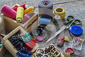 Old sewing accessories and tools