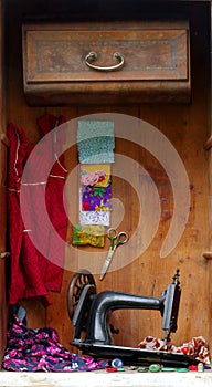 Old sewing machine still life