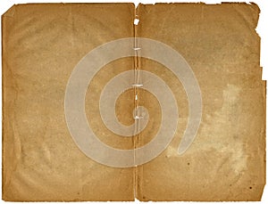 Old shabby book open on both pages.