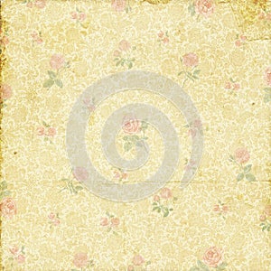 Old shabby faded rose wallpaper photo
