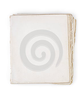 Old shabby journal with blank white cover isolated with clipping path