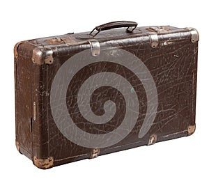 Old shabby leather suitcase