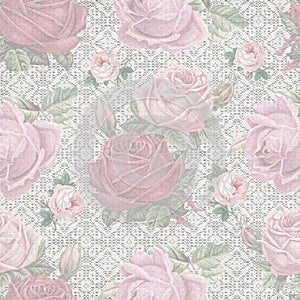 Old shabby rose lace pattern wallpaper