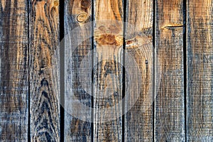Old shabby wooden planks in warm and cool colors. Close up.