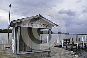 Old shack on a wooden pier