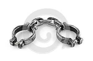 Old shackles isolated on white background