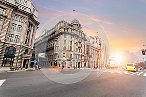 Old shanghai of the bund in sunset