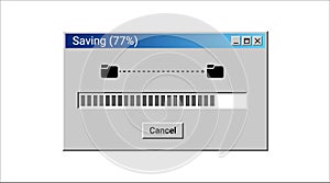Old sharing files program for computer. Retro loading window.