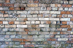 Old shattered brick wall.