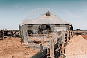 Old shearing shed and corrals in outback Australia