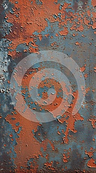 Old sheet of iron covered in rust, adorned with multicolored paint