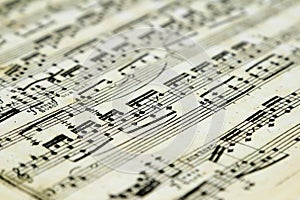 Old sheet music with notes