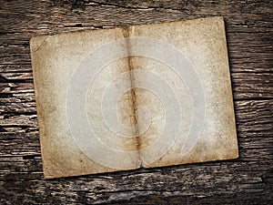 Old sheet of paper on vintage wooden background