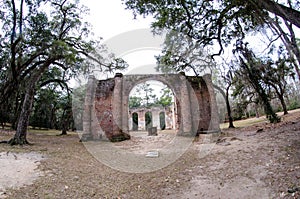 Old Sheldon Church ruins in Yemassee South Carolina, church is from the Revolutionary War and burned down