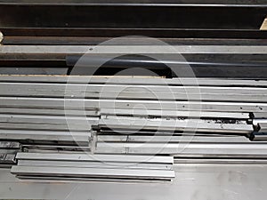 Old shiny metal steel iron material, industrial product, tubes and profiles