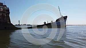 Old ship abandoned in the Black Sea