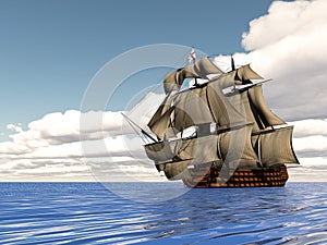 Old ship HSM Victory - 3D render photo