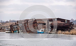 Old ship ran aground in Ukraine