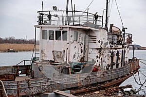 Old ship ran aground in Ukraine