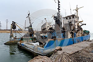Old ship ran aground in Ukraine