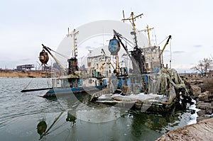 Old ship ran aground in Ukraine