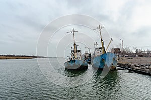 Old ship ran aground in Ukraine