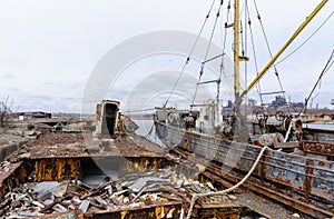 Old ship ran aground in Ukraine