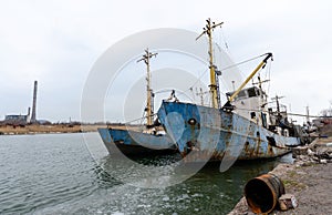 Old ship ran aground in Ukraine