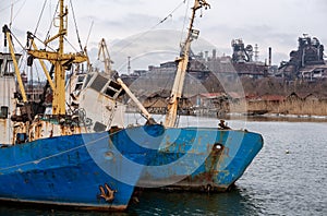 Old ship ran aground in Ukraine