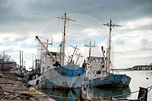 Old ship ran aground in Ukraine