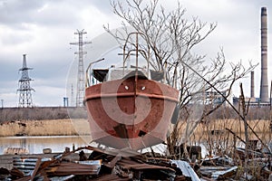 Old ship ran aground in Ukraine