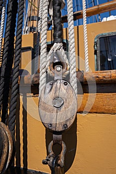 Old ship rigging - rope and block