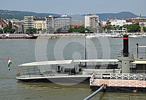 Old ship on the river Danube, Budapest