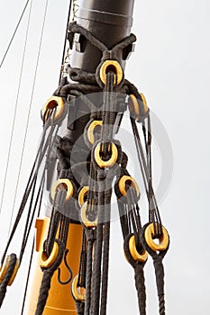 Old ship ropes and rigging