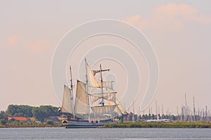 Old ship sailing out