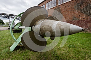 Old ship screw. Territory of the Army Research Center.