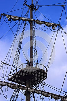 Old ship wooden mast