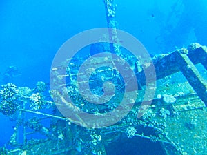 an old ship wreck underwater