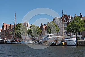 Old ships in the museum harbor to luÃËbeck on wenditzufer, untertrave, lubeck, germany