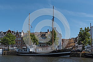 Old ships in the museum harbor to luÃËbeck on wenditzufer, untertrave, lubeck, germany