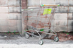 An Old Shopping Cart isolate on background close up