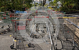 Old Shopping Trolleys At Recycle Store