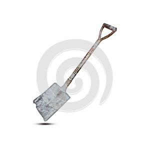 Old shovel isolated on white background.