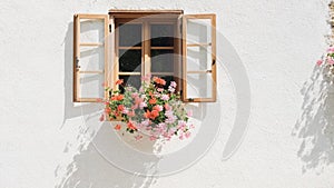 Old Shutter windows with flowers