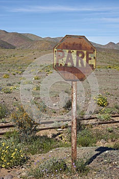 Old sign in the Atacama Desert