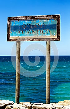 Old Sign Oceano Atlantico in Tarifa photo