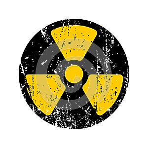 Old sign radioactive danger. Shabby retro toxic danger symbol gr photo