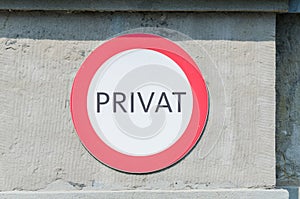 Old sign saying private