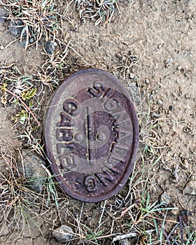 Old signal cable location marker used in railways during British era in India