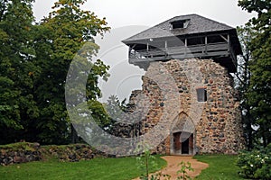 The old Sigulda tower in the protection wall